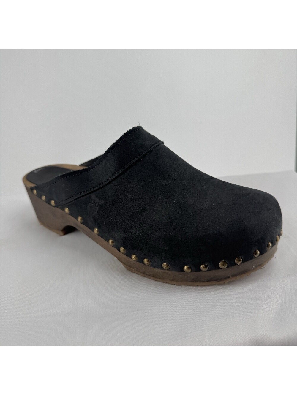Sandgrens clogs womens 42 11 black leather slip on goth emo punk fall granola